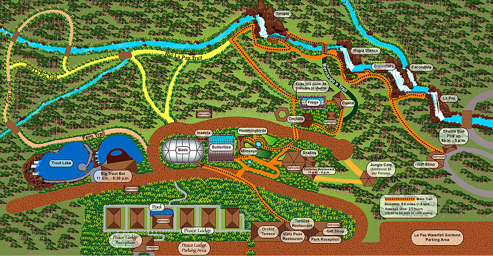 Map La Paz Waterfall Gardens