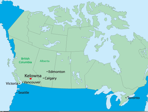 Map Kelowna Colombie Britanique