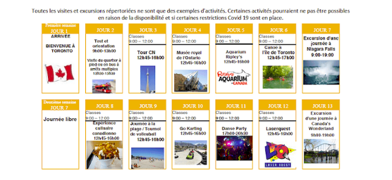 Exemple de programmation d'activités - ÉTÉ 2022